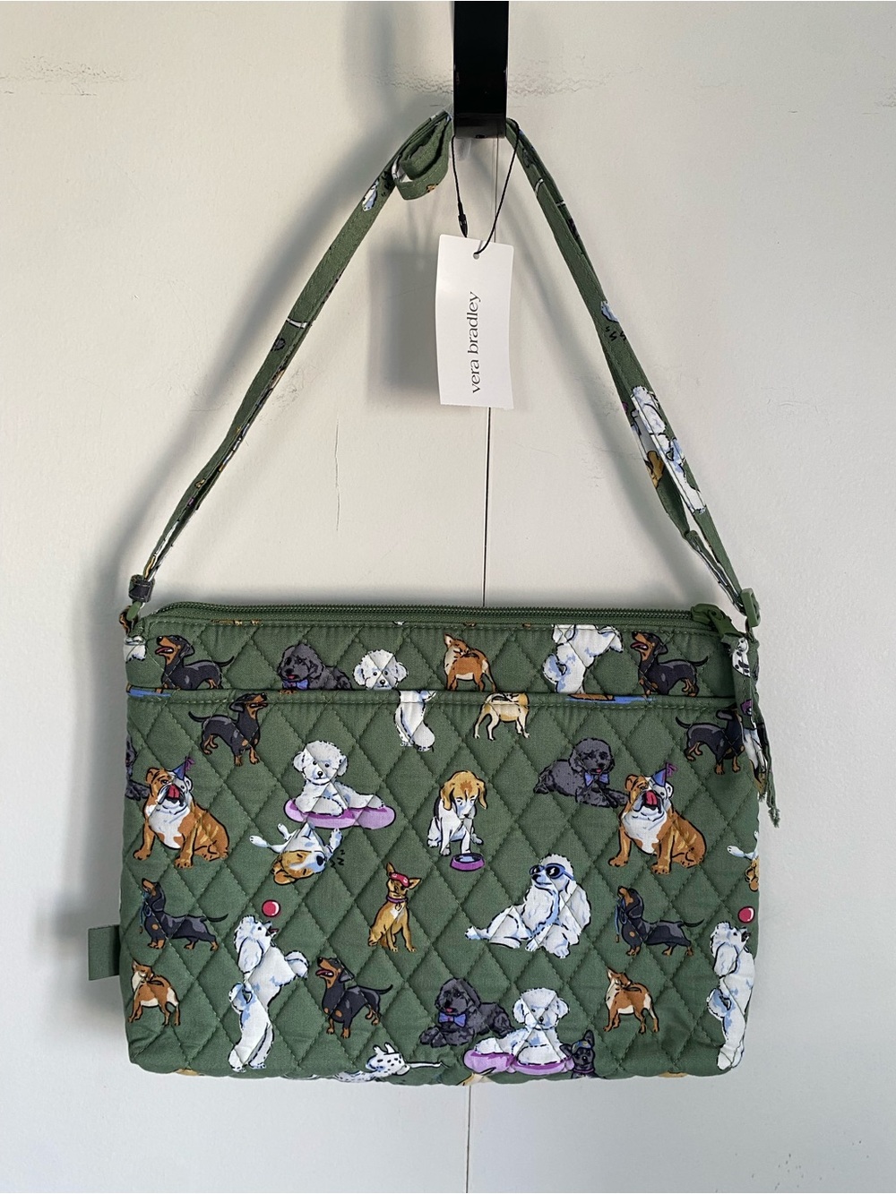 NWT Vera Bradley “Dog Park” Cotton Large Hipster Crossbody Bag